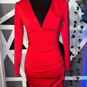 Red long sleeve dress